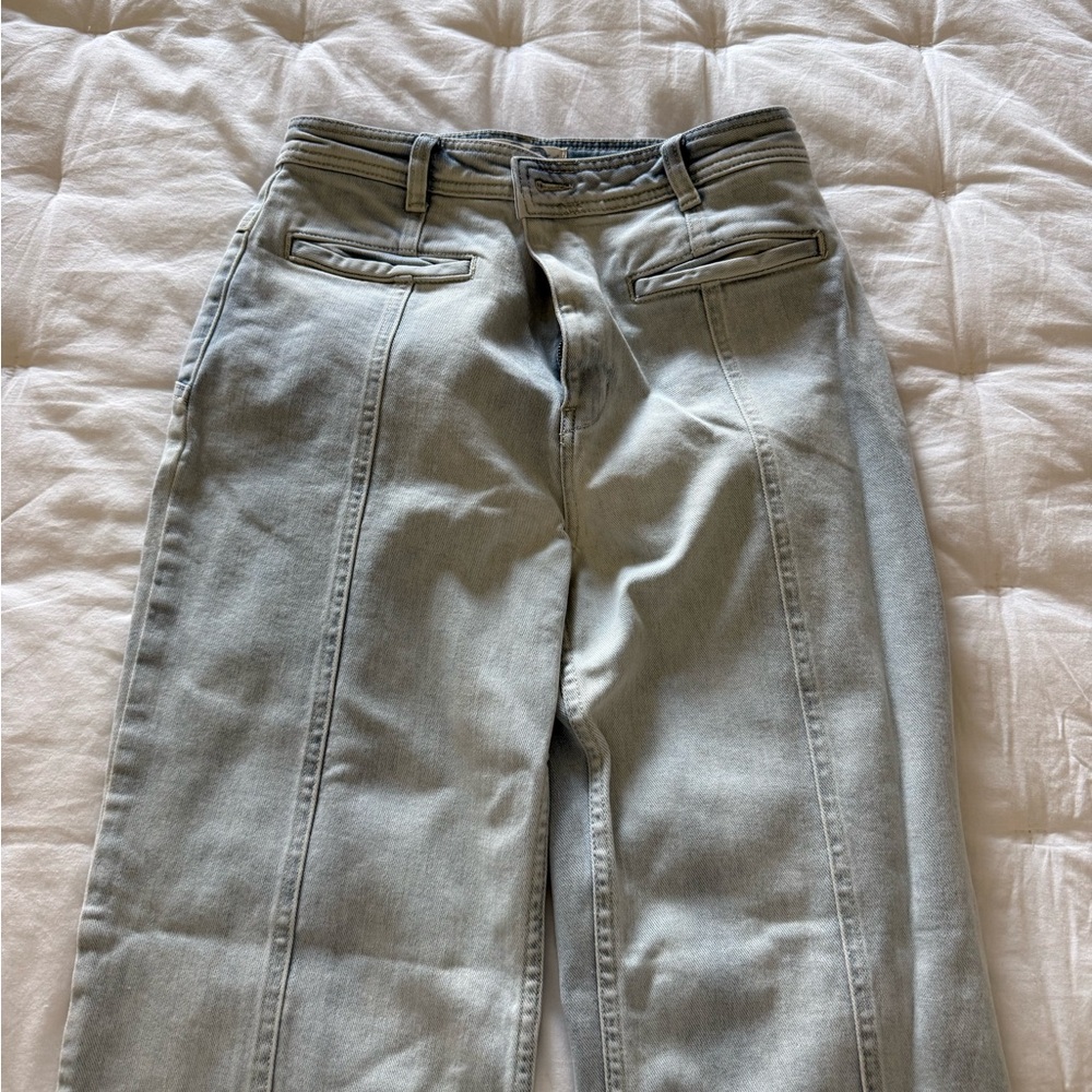 Free People Womens Bootcut Flare Light Blue Star Patch Jeans - Picture 2 of 6
